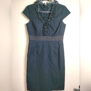 Sandra Darren (Size 8) Dark Blue Cap Sleeves Stretch Denim Sheath Dress
